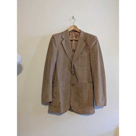 JC Pennys The Men's shop faux seuede wooden button blazer size 38L - Picture 1 of 8